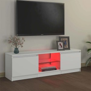 Weißer vidaXL TV-Schrank mit LED-Beleuchtung (120x30x36 cm) im Wohnzimmer.