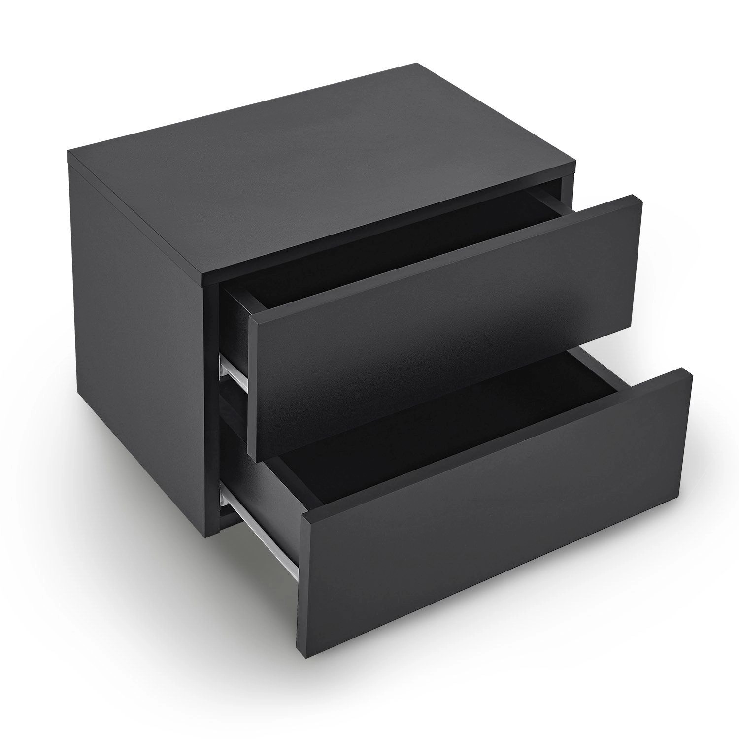 Juskys Wandschrank Nachttisch 40x29x30 cm mit 2 Schubladen Schwarz