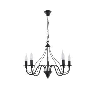 Licht-Erlebnisse Kronleuchter Schwarz 5-Armig E14 Rustikal 60 cm Breit