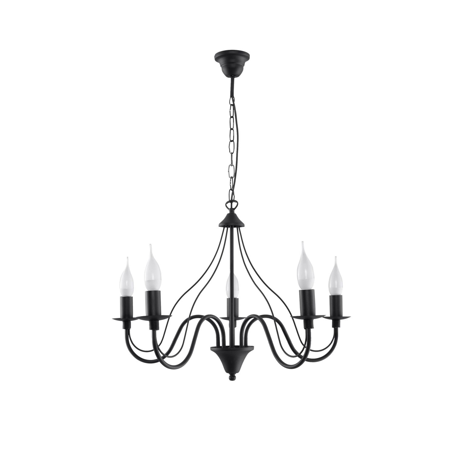 Licht-Erlebnisse Kronleuchter Schwarz 5-Armig E14 Rustikal 60 cm Breit günstig online kaufen