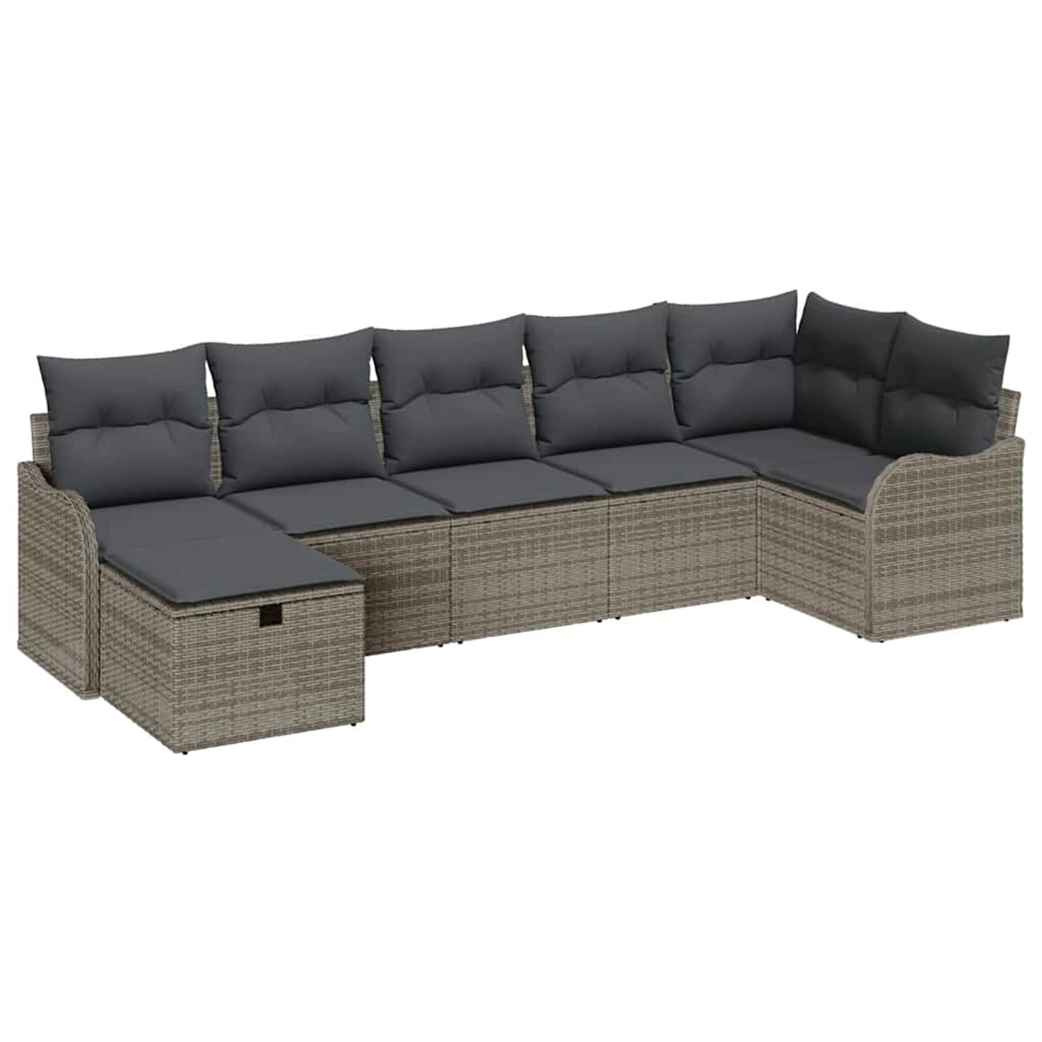 vidaXL Garten-Sofa-Set mit Kissen mit Speicher 7-Tlg Grau Poly Rattan 33603 günstig online kaufen