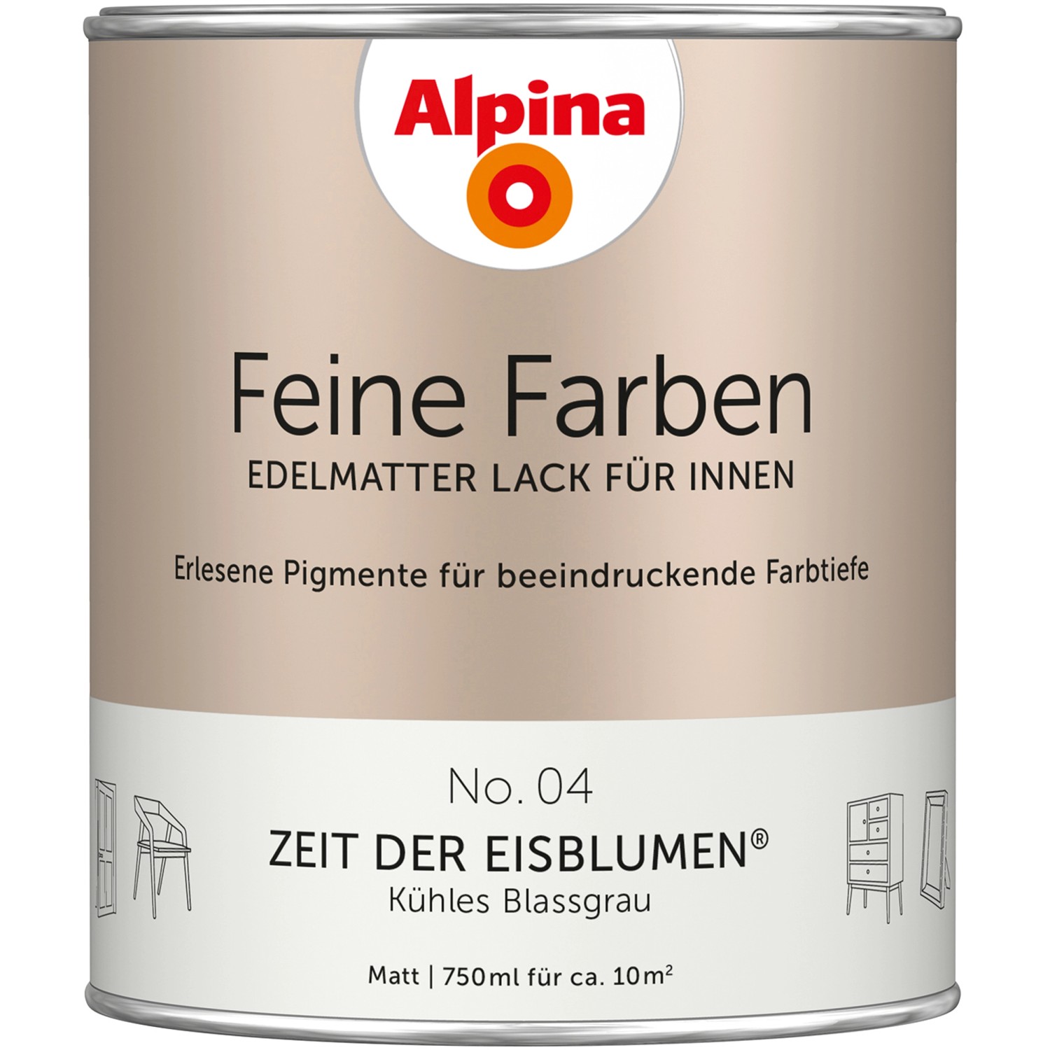 Alpina Feine Farben Lack No. 04  Zeit der Eisblumen® Grau edelmatt 750 ml