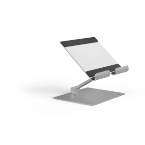 Silberner Durable Tischständer für Tablet/Smartphone, höhen- und winkelverstellbar.