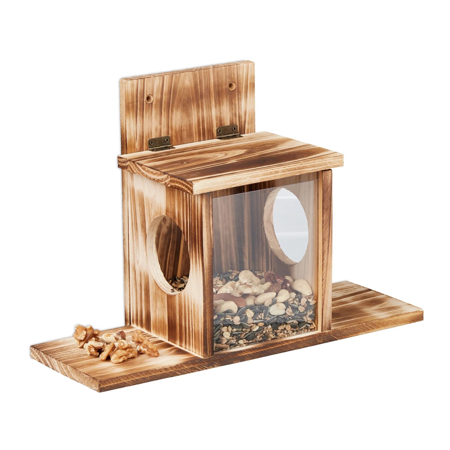 Relaxdays Eichhörnchen Futterhaus Tannenholz Kunststoff Natur Mit 2 Eingängen 24 Cm X 35 Cm X 13 Cm 0, 5 Kg