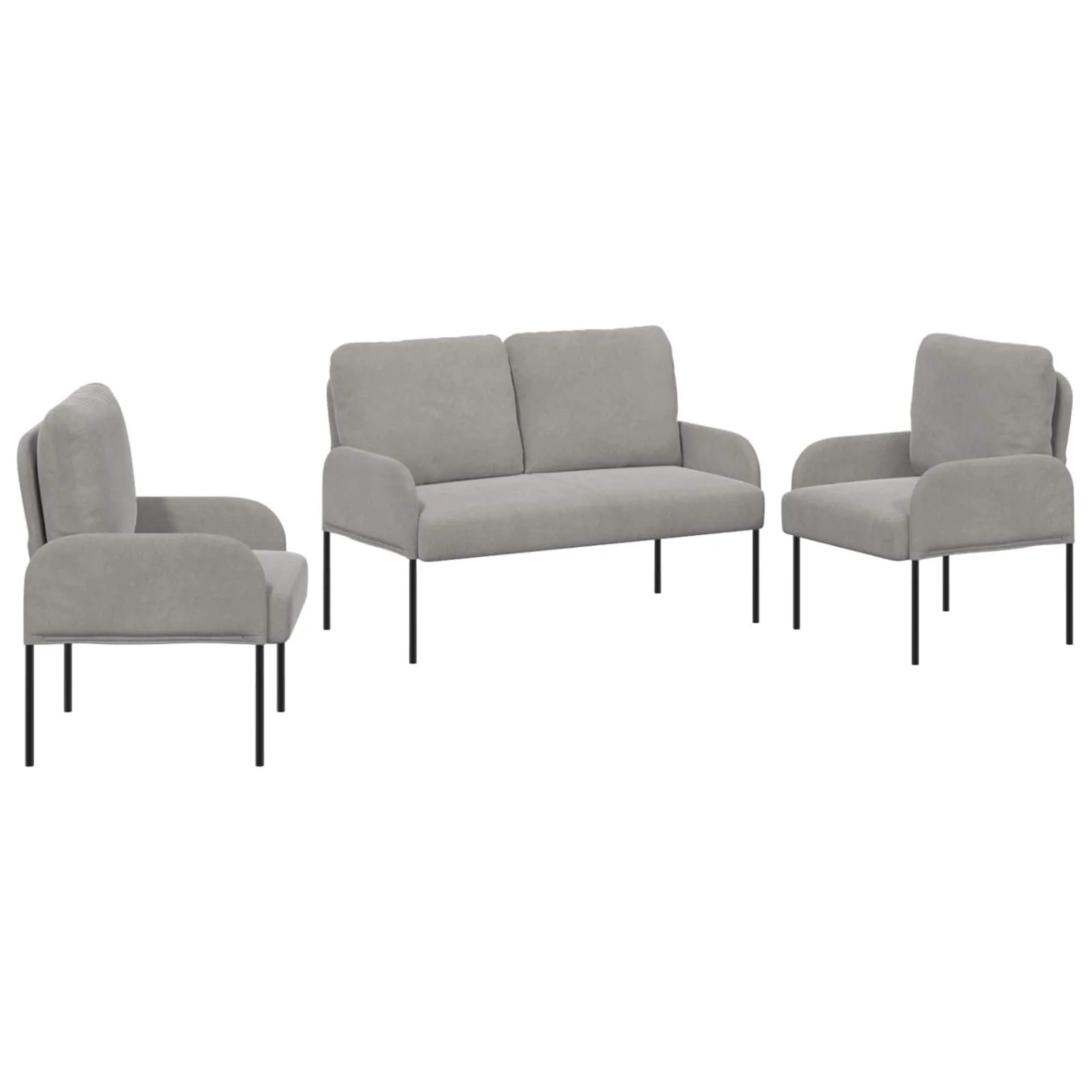 vidaXL Sofagarnituren 3 Stk Hellgrau 115 x 56 x 80 cm Sperrholz 3406217