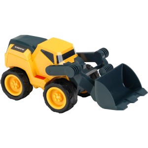 Gelber Volvo Power Radlader aus Kunststoff, robustes Spielzeug für Kinder.