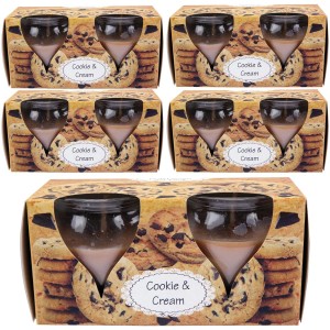 HS Candle Duftkerzen Creation 10er Pack Cookie Cream im Karton mit Keks-Motiv.