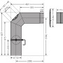 Justus Rohr-Set Standard Ø 150 mm, gussgrau, mit Maßen und Drosselklappe für Kamin & Ofen.