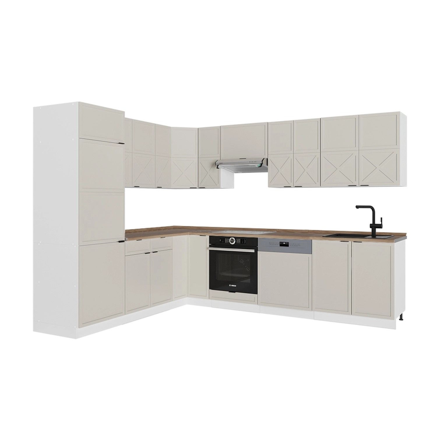 Vicco Fame-Line Eckküche GrauBeige/Weiß 227 x 287 cm AP Eiche günstig online kaufen