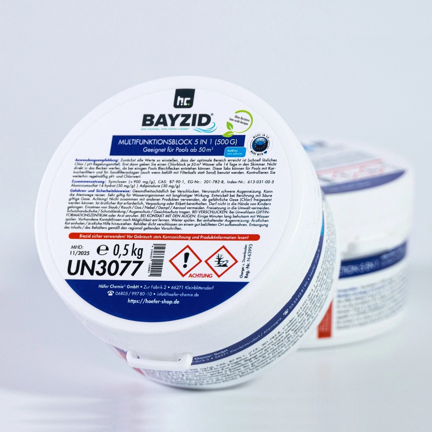 Bayzid Multiblock 5in1, 4x500g für Pools: Chlor zur Desinfektion, Algenbekämpfung und Flockung für sauberes Poolwasser.