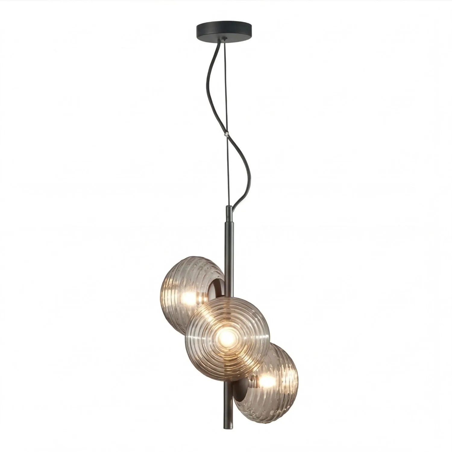 Licht-Erlebnisse Pendelleuchte Schwarz 32,5 CM Breit 3-Flammig E27 Glas Metall