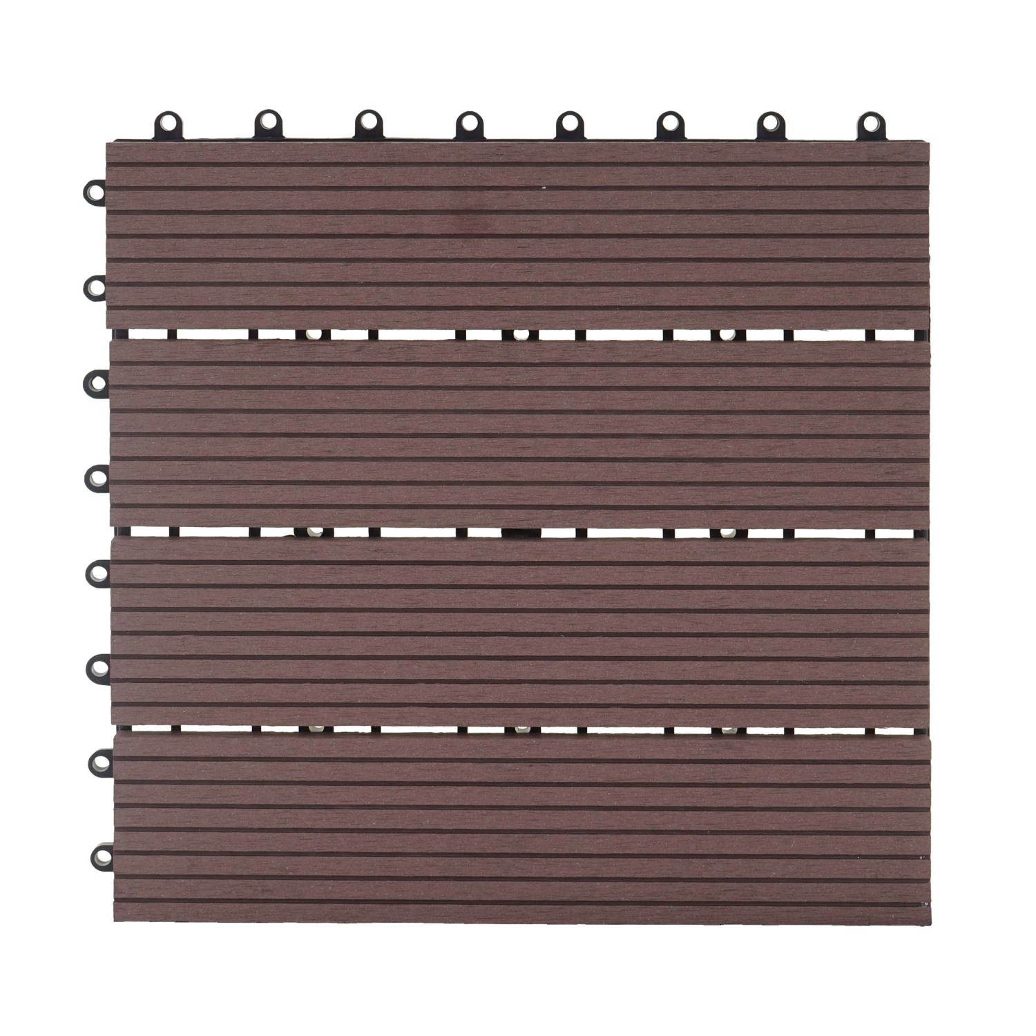 MCW WPC Bodenfliese Sarthe Holzoptik Balkon/Terrasse 11x Je 30x30cm - 1qm Coffee Linear