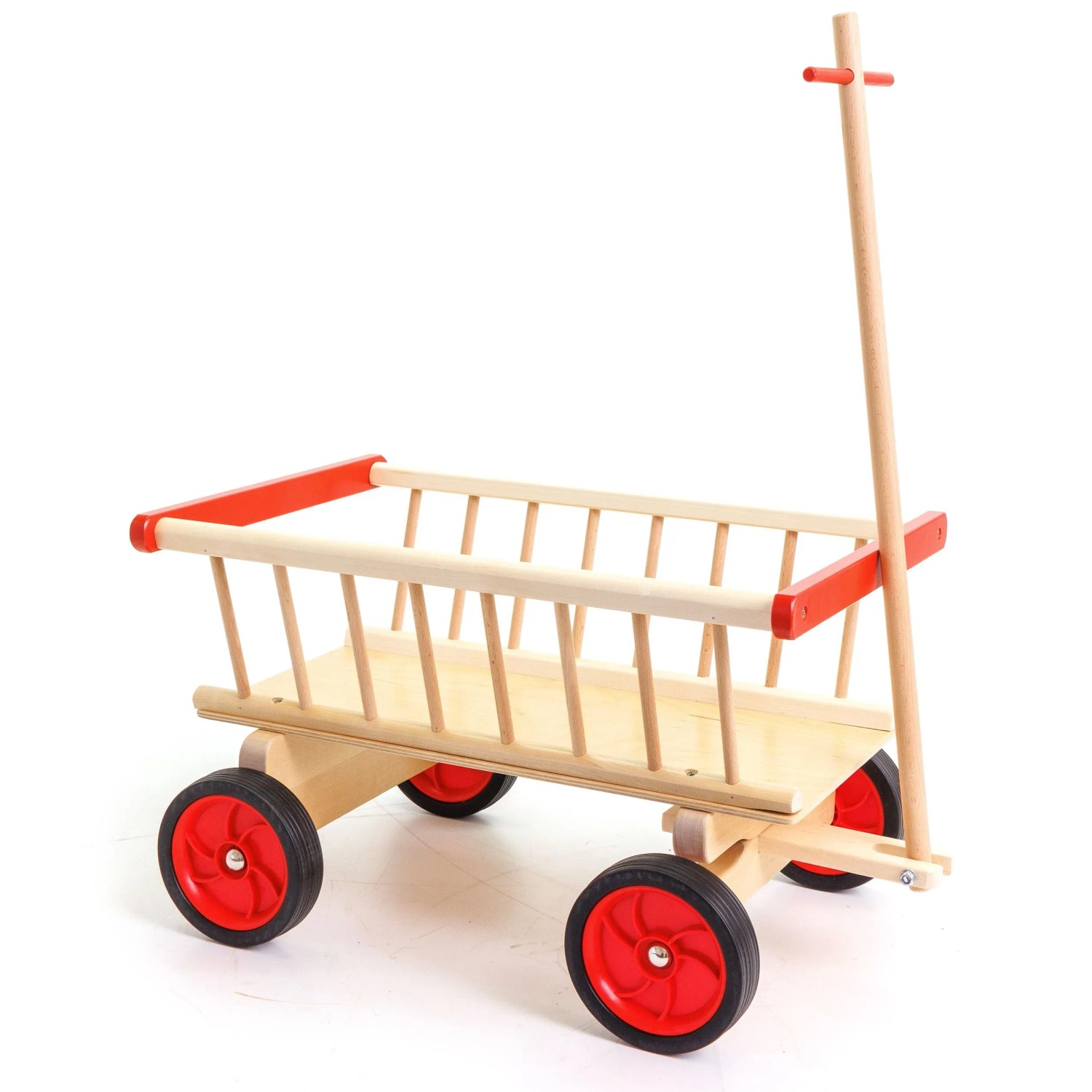 HolzFee Handwagen Hawa 50-1-R  für Kinder Leiterwagen 50 cm Lackiert Spielzeugwagen Räder Rot