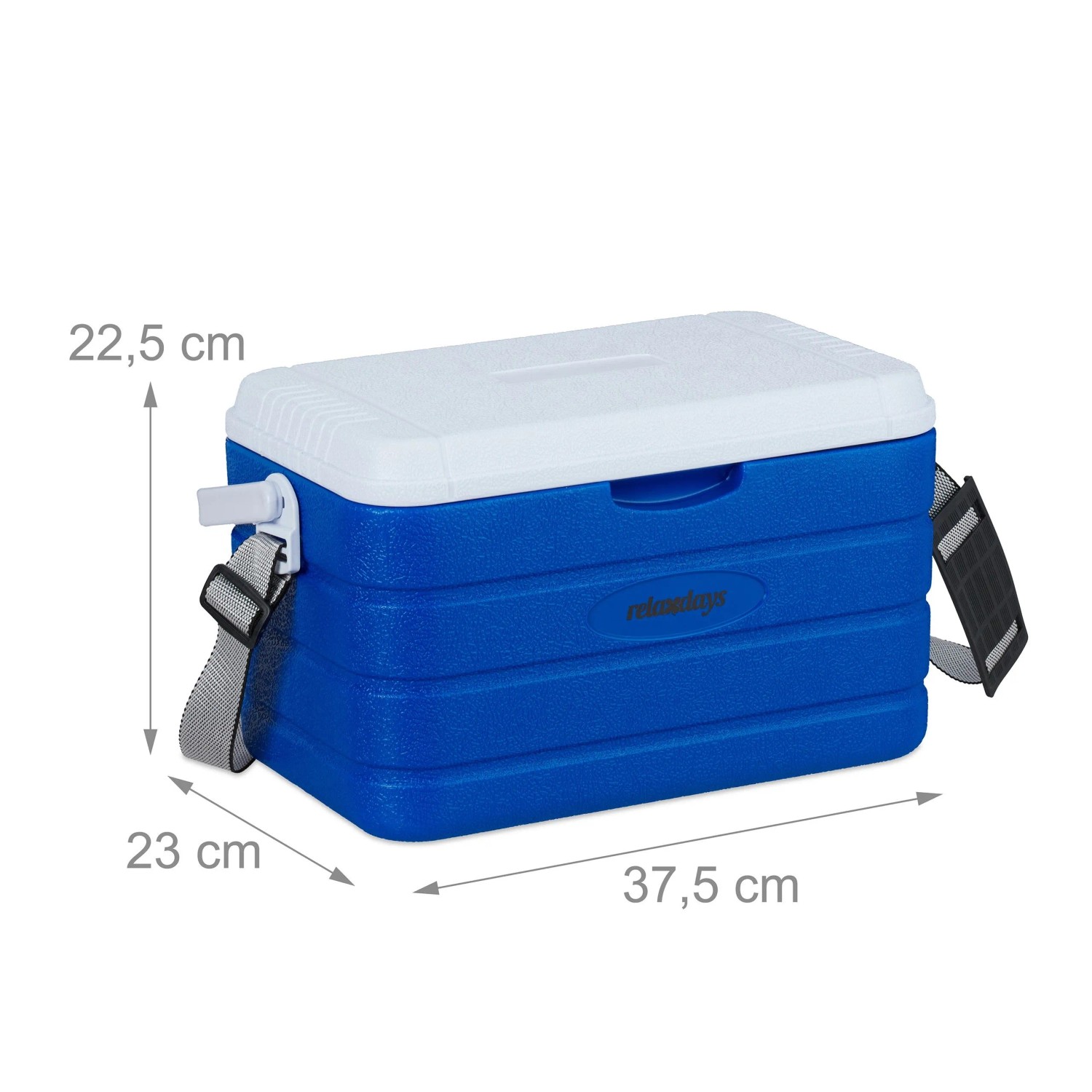 Relaxdays Kühlbox Kunststoff Blau Weiß Isoliert mit Tragegurt Verstellbar 10 l 22,5 cm x 37,5 cm x 23 cm 1,4 kg_4