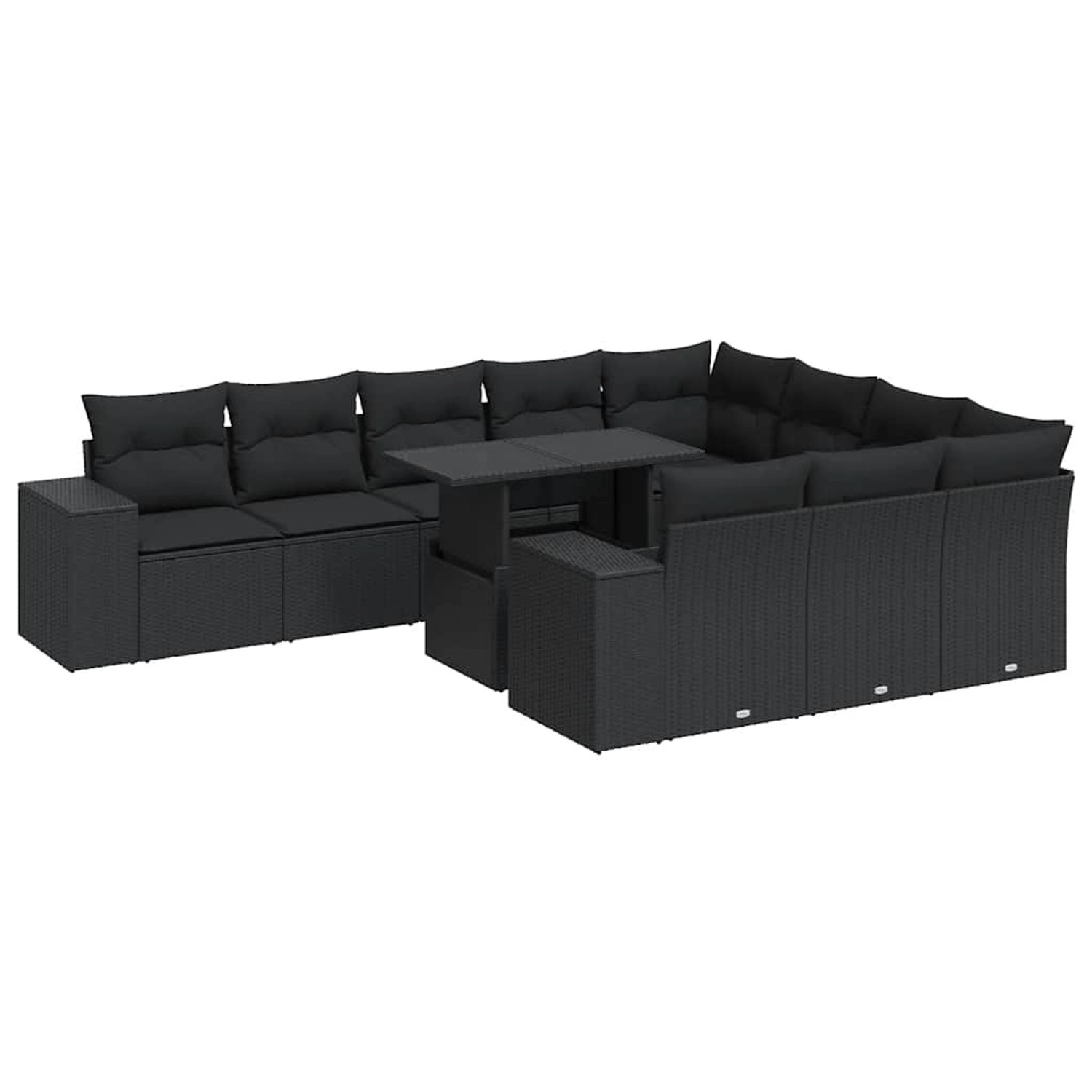 vidaXL 11-Tlg Garten-Sofagarnitur mit Kissen Schwarz Poly Rattan 3326866 günstig online kaufen