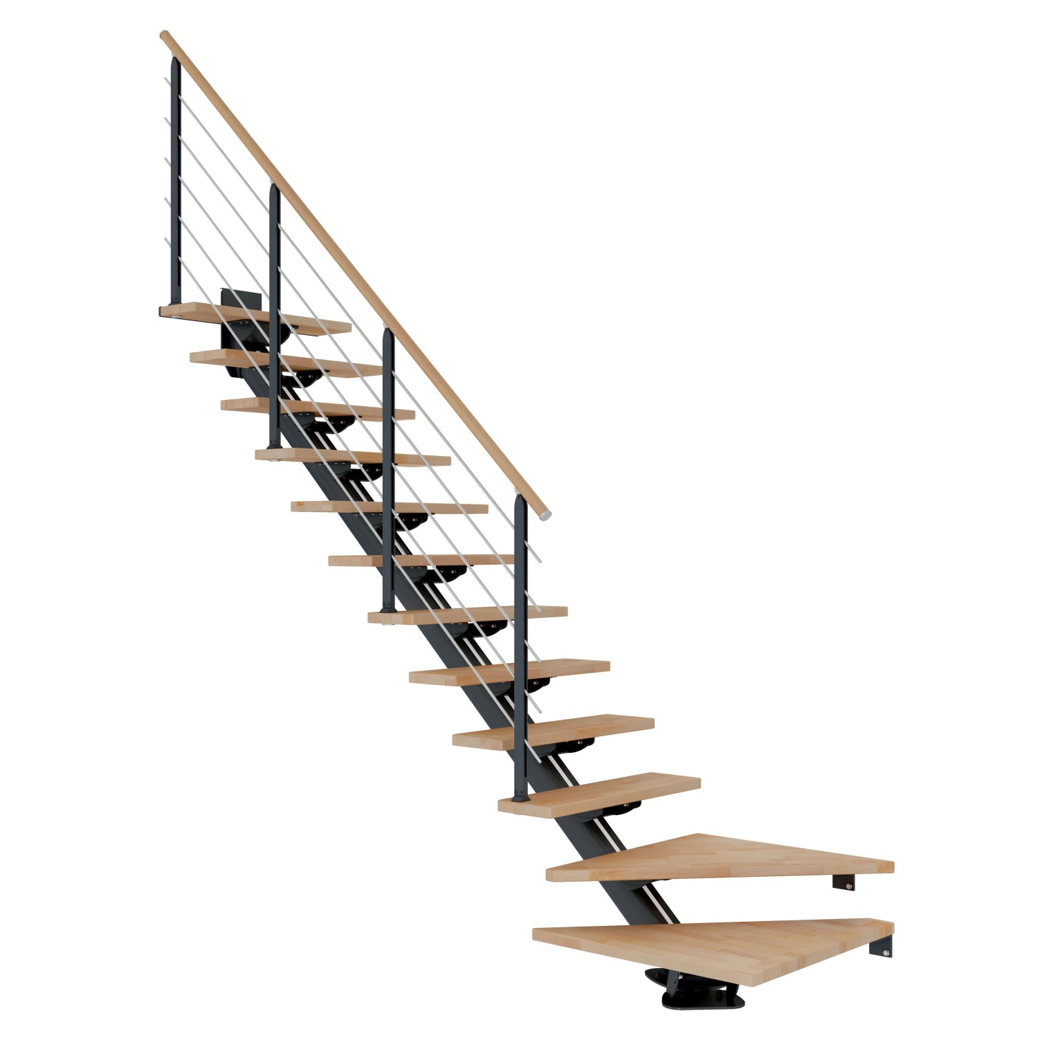 Dolle Mittelholmtreppe Sydney 13 Stufen Buche 1/4gew. Metall Anthrazit FSC® günstig online kaufen