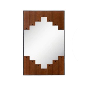 Costway Rechteckiger Spiegel mit Holzrahmen 66 x 95 cm