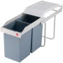 Hailo Einbau-Mülleimer Multi Box mit 2 grauen Eimern (je 14 l) und weißem Deckel.