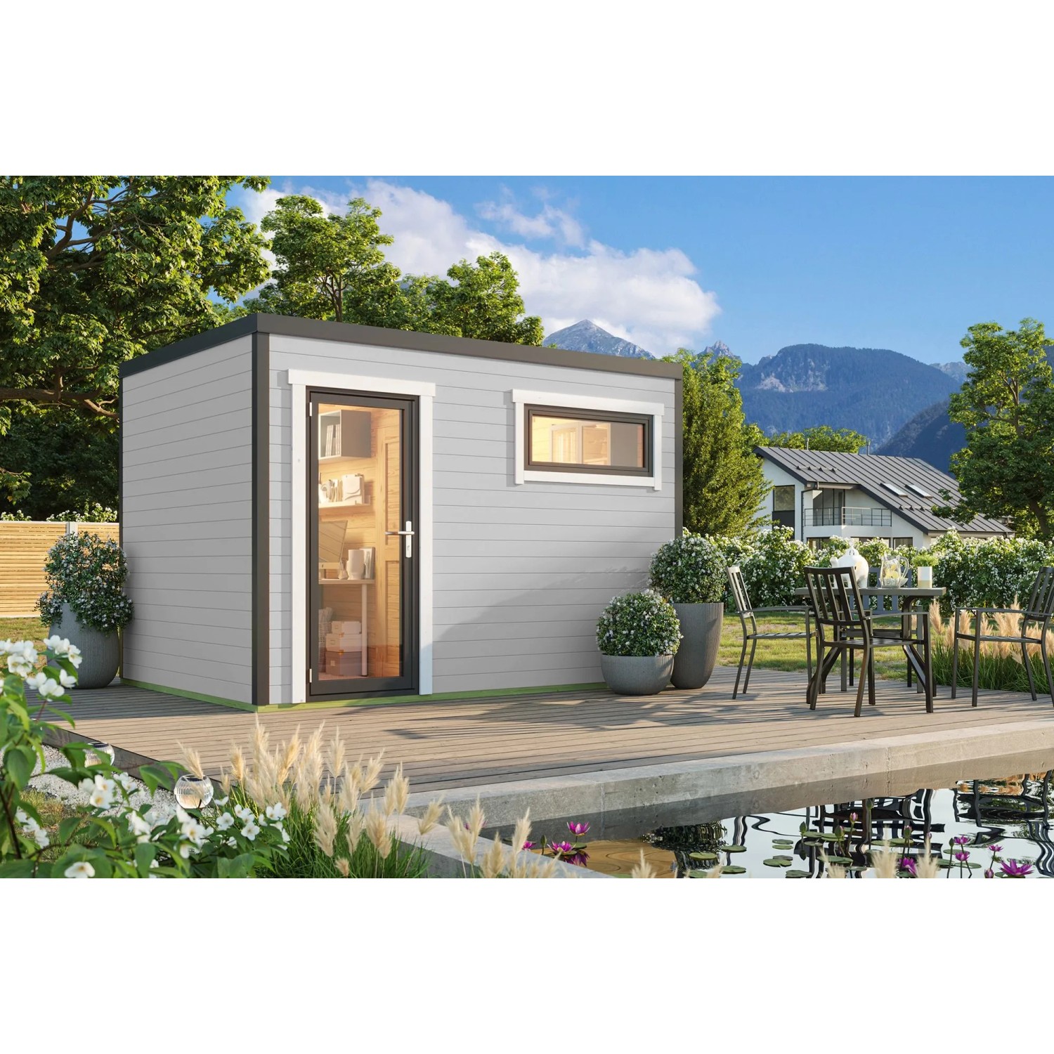 Lasita Gartenhaus Sardinia 2 Lichtgrau 350 cm x 250 cm