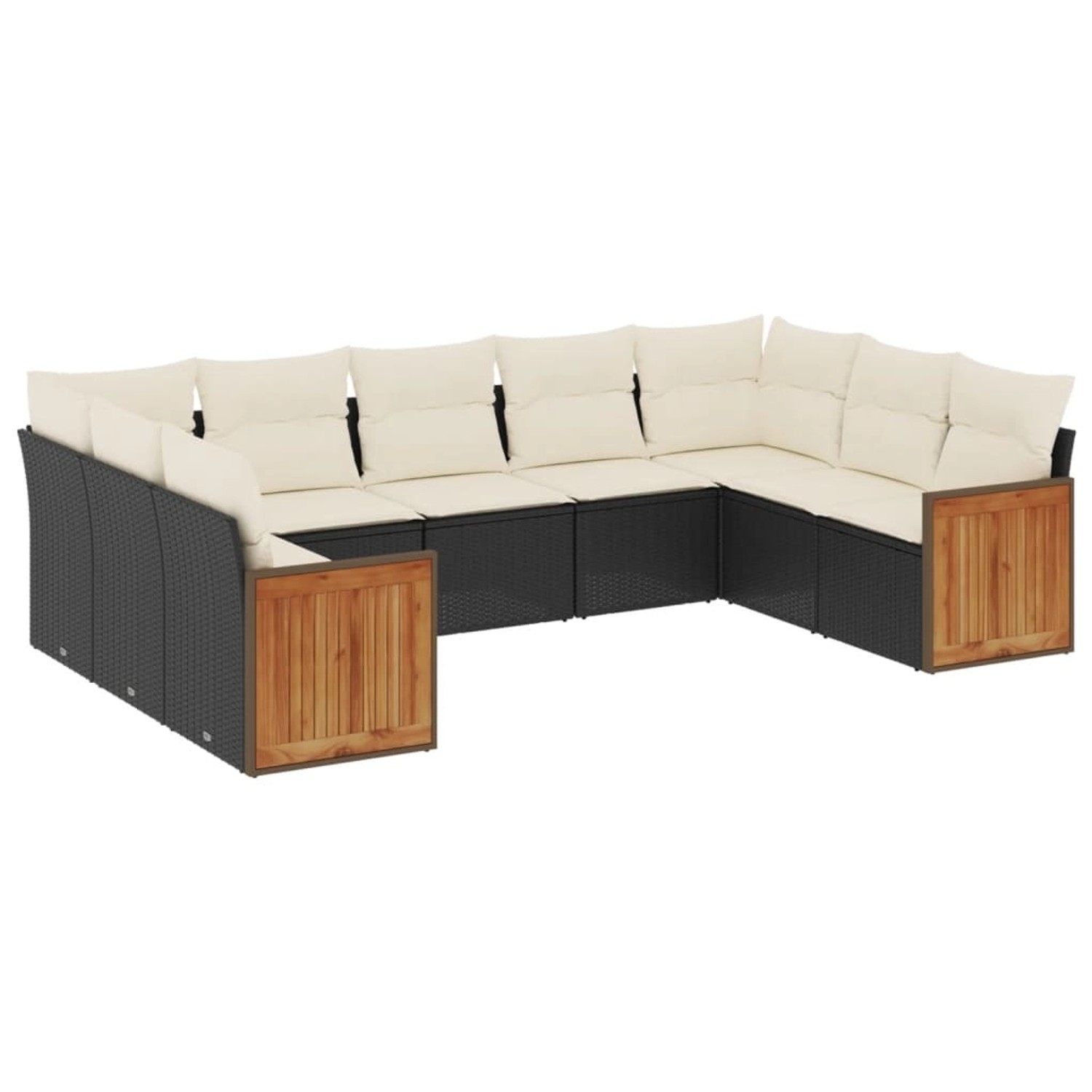 vidaXL 9-Tlg Garten-Sofagarnitur mit Kissen Schwarz Poly Rattan 3227953 günstig online kaufen