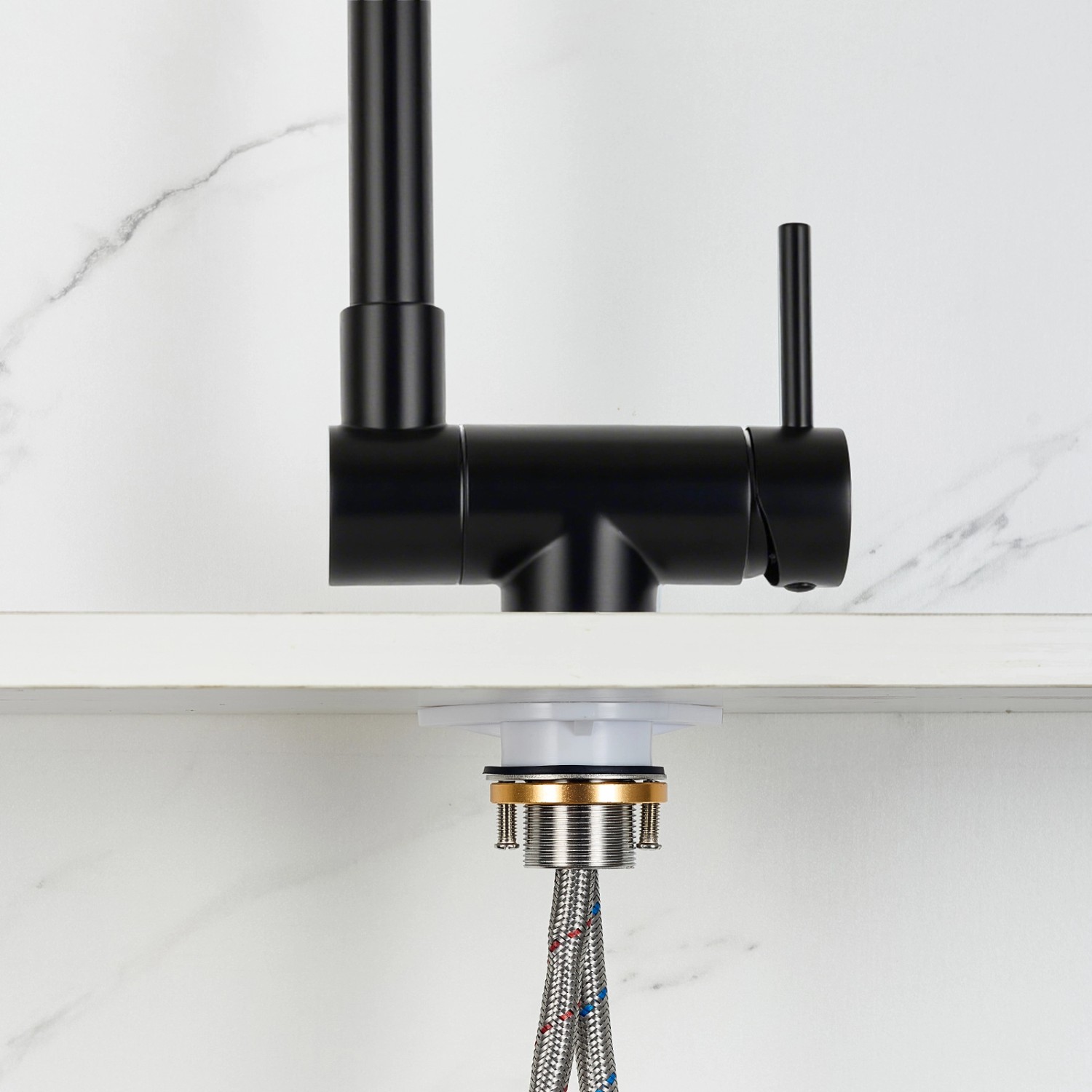 AICA Wasserhahn Faltbare 360° Drehbare Schwarz Küchenarmatur 304 Edelstahl Hochdruckfest Mischbatterie Spültischarmatur_8