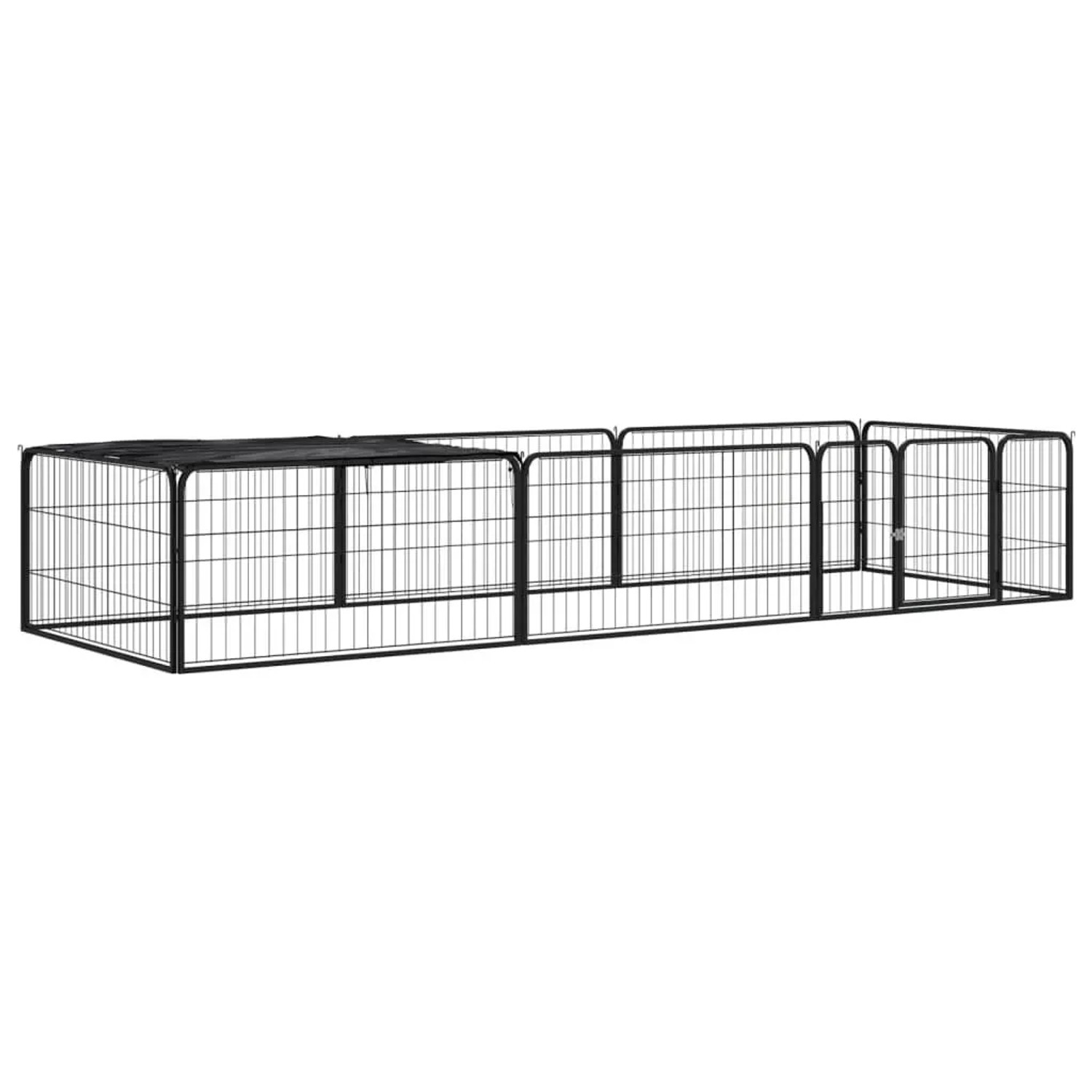 vidaXL 8 Tlg Hundelaufstall Schwarz 100x50 cm Stahl Pulverbeschichtet 3115976
