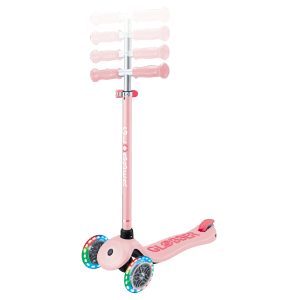 Globber Primo Plus Lights Tretroller Kinder 120/80mm ABEC 9 3-Rädrig Höhenverstellb LED-Leuchtrollen Pastellrosa