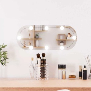 vidaXL Wandspiegel mit LED-Leuchten 20x50 cm Glas Oval 3189159