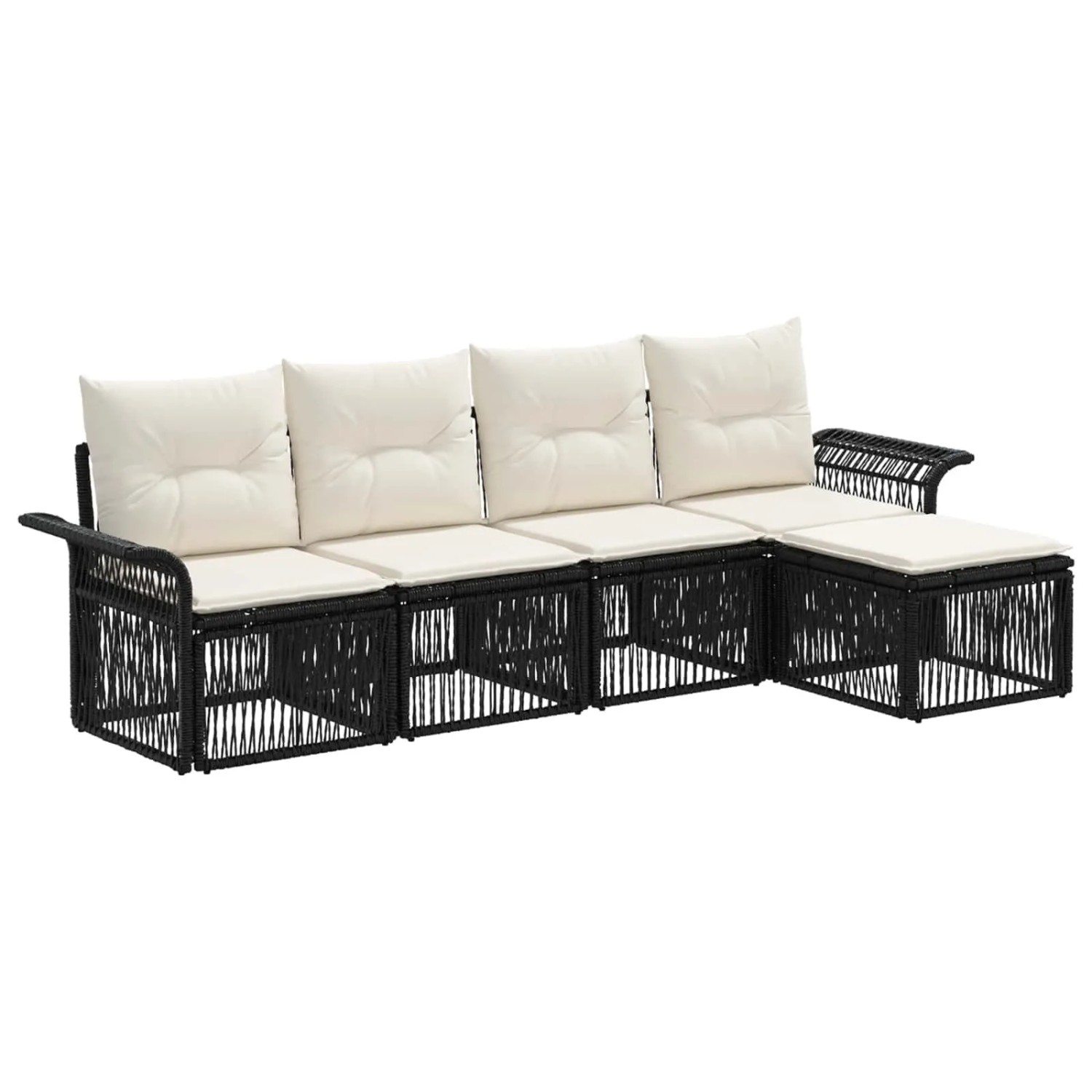 vidaXL Gartensofa-Set 5-Tlg Schwarz Poly-Rattan 3434815