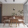 Vliestapete mit 3D-Design in Gold und Weiß, leicht strukturiert. Dekorative Tapete für stilvolle Akzente.
