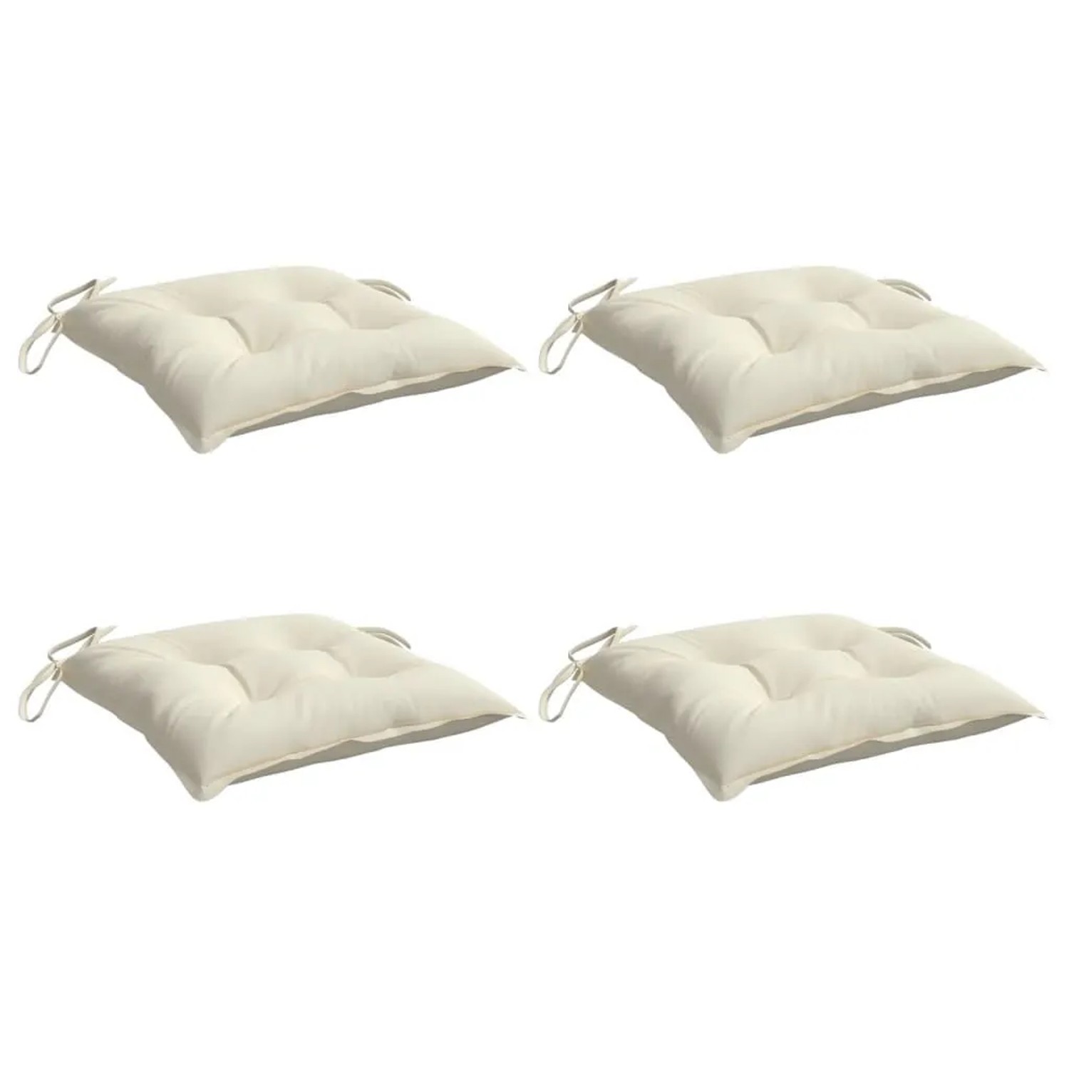 vidaXL Stuhlkissen 4 Stk Cremeweiß 40x40x7 cm Oxford-Gewebe 314867