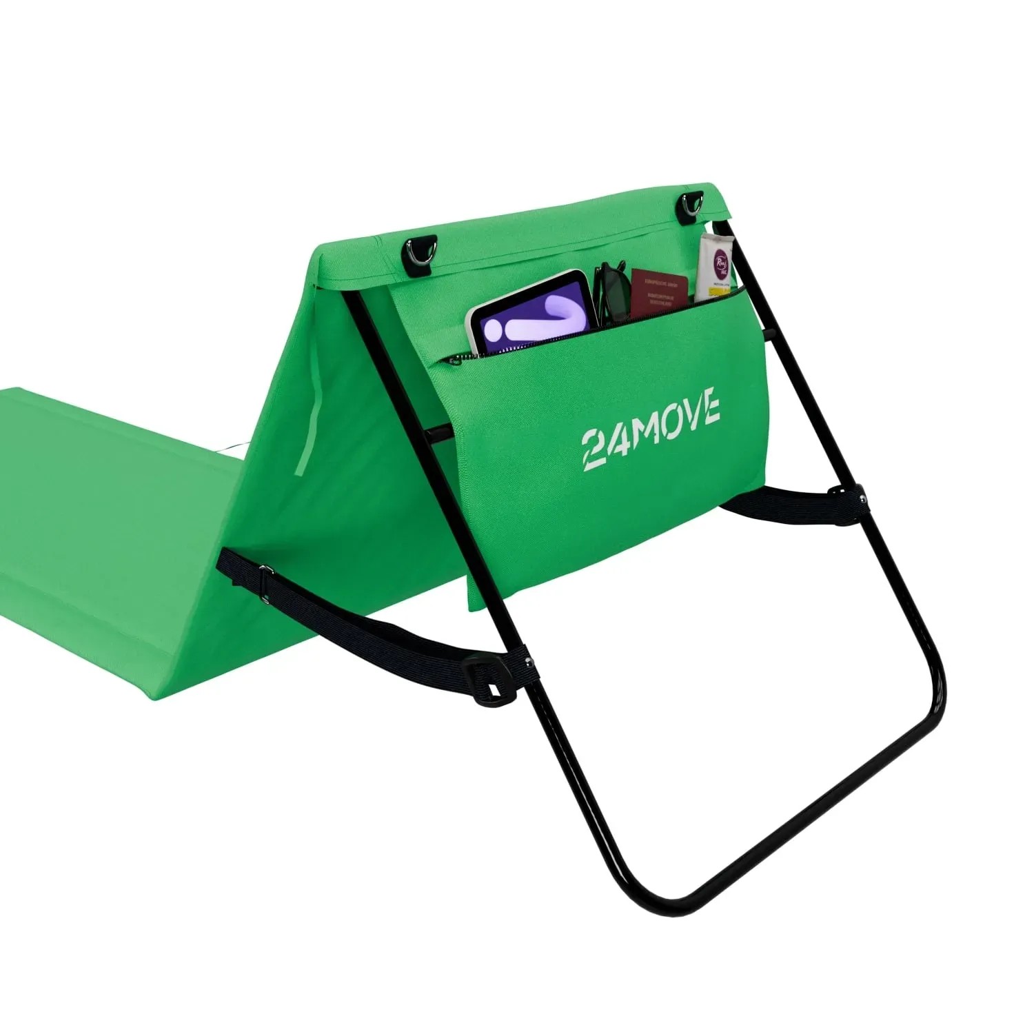 2er Set: Grüne 24MOVE Strandmatte, klappbar mit Rückenlehne, Tasche und Gurt. Ideal als Liegematte.