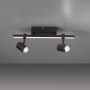 Schwarze Paul Neuhaus Barik Deckenleuchte mit 2 schwenkbaren Spots und LED-Leiste.