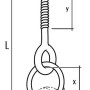 Technische Zeichnung: Conacord Ösenschraube Stahl, 12x160mm, mit Maßangaben.