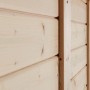 Detailansicht der Wand eines naturbelassenen Bertilo Holz-Gartenhauses Osterbek aus nordischer Fichte.