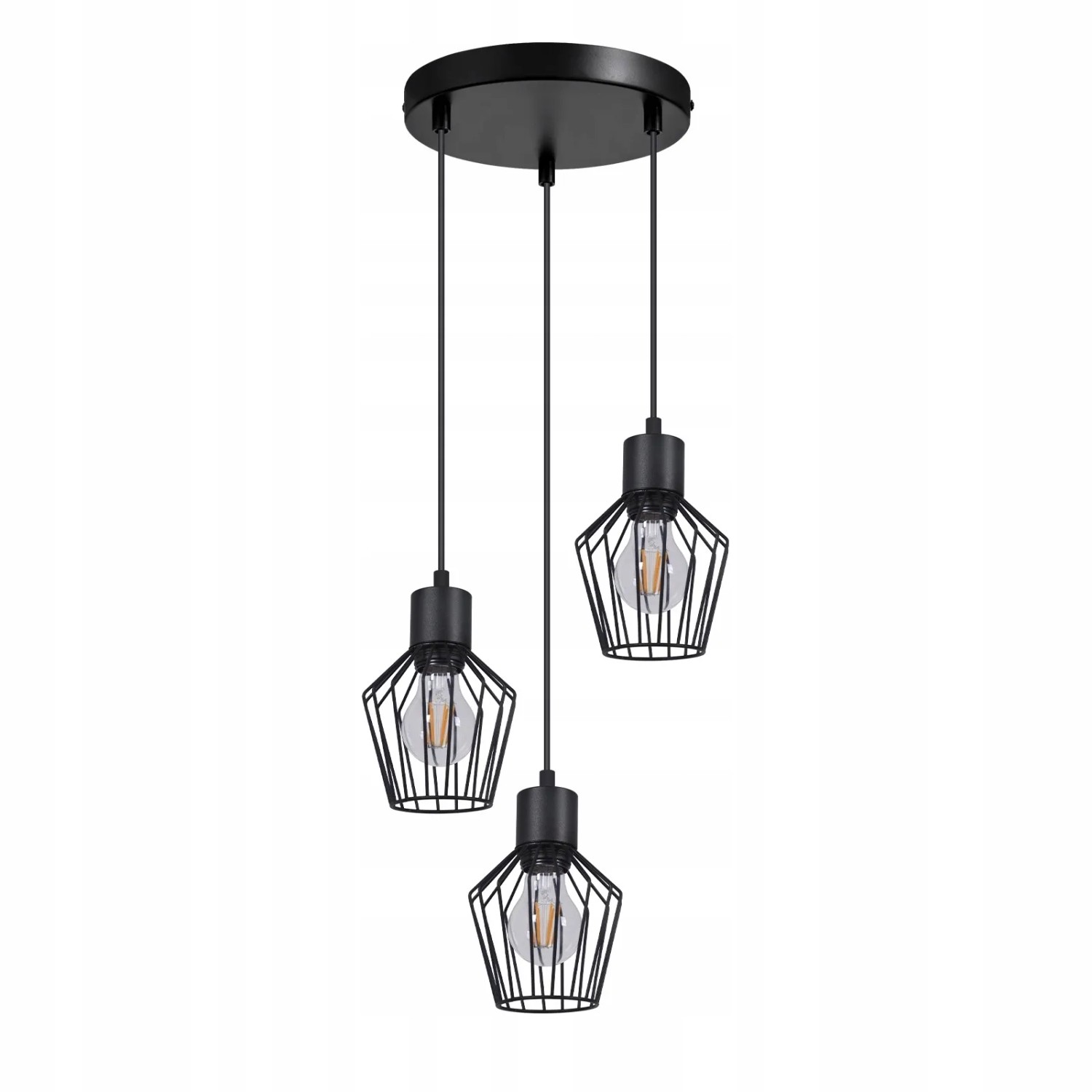 NETTLIFE Hängeleuchte 3 Globen Runde Pendelleuchte Schwarze LED E27 Metall Retro