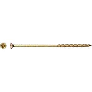 Gelb verzinkte LUX Spanplattenschraube, Senkkopf, PZ-Antrieb, Ø 6 x 140 mm, geeignet für Holz, Kunststoff und Beton.