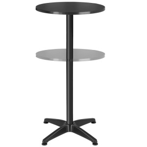 Schwarzer, wetterfester Aluminium Bistrotisch Frederic, rund, mit 2 Aufbauhöhen für Steh- oder Esstisch.