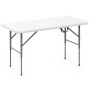 Weißer, höhenverstellbarer KARAT Klapptisch Fukui (120x60 cm) für Garten, Terrasse und Camping.