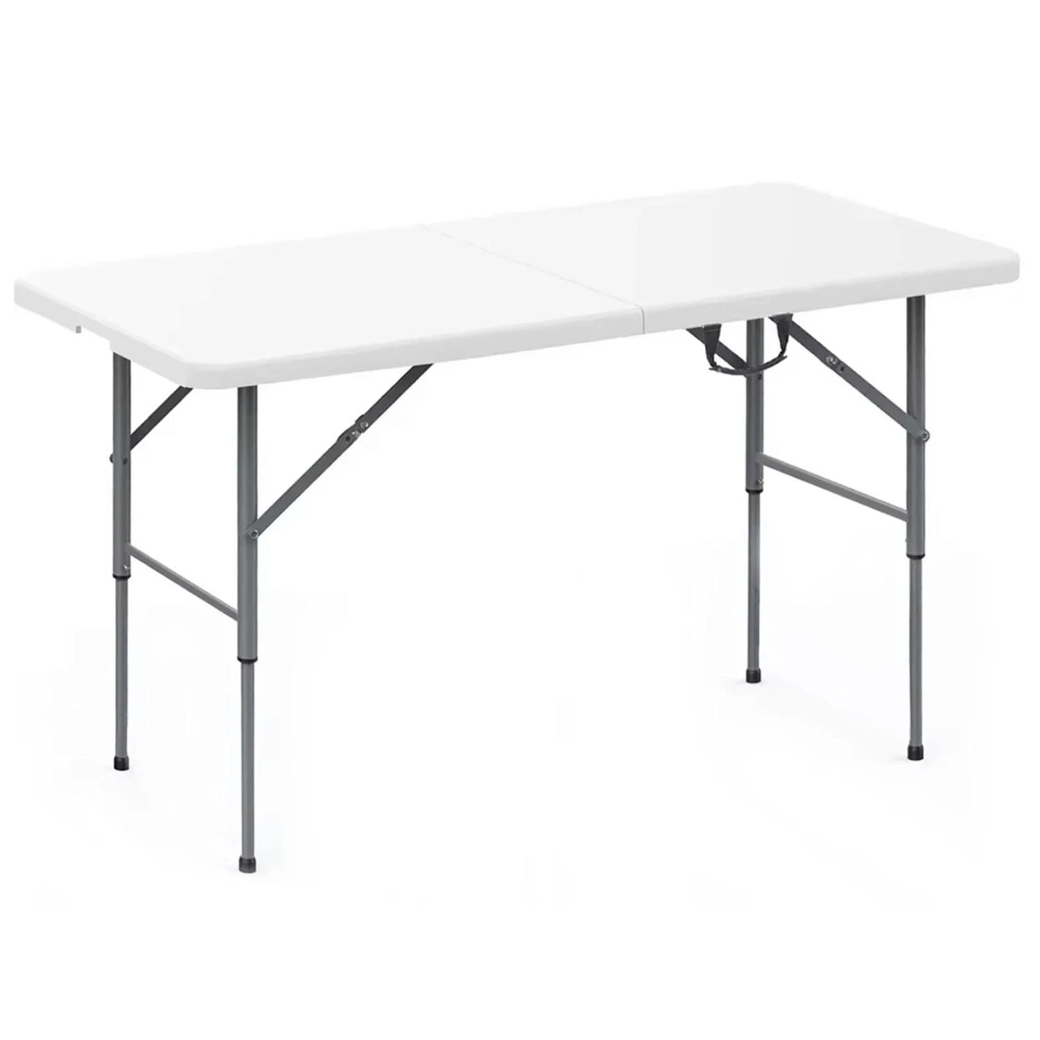 Weißer, höhenverstellbarer KARAT Klapptisch Fukui (120x60 cm) für Garten, Terrasse und Camping.