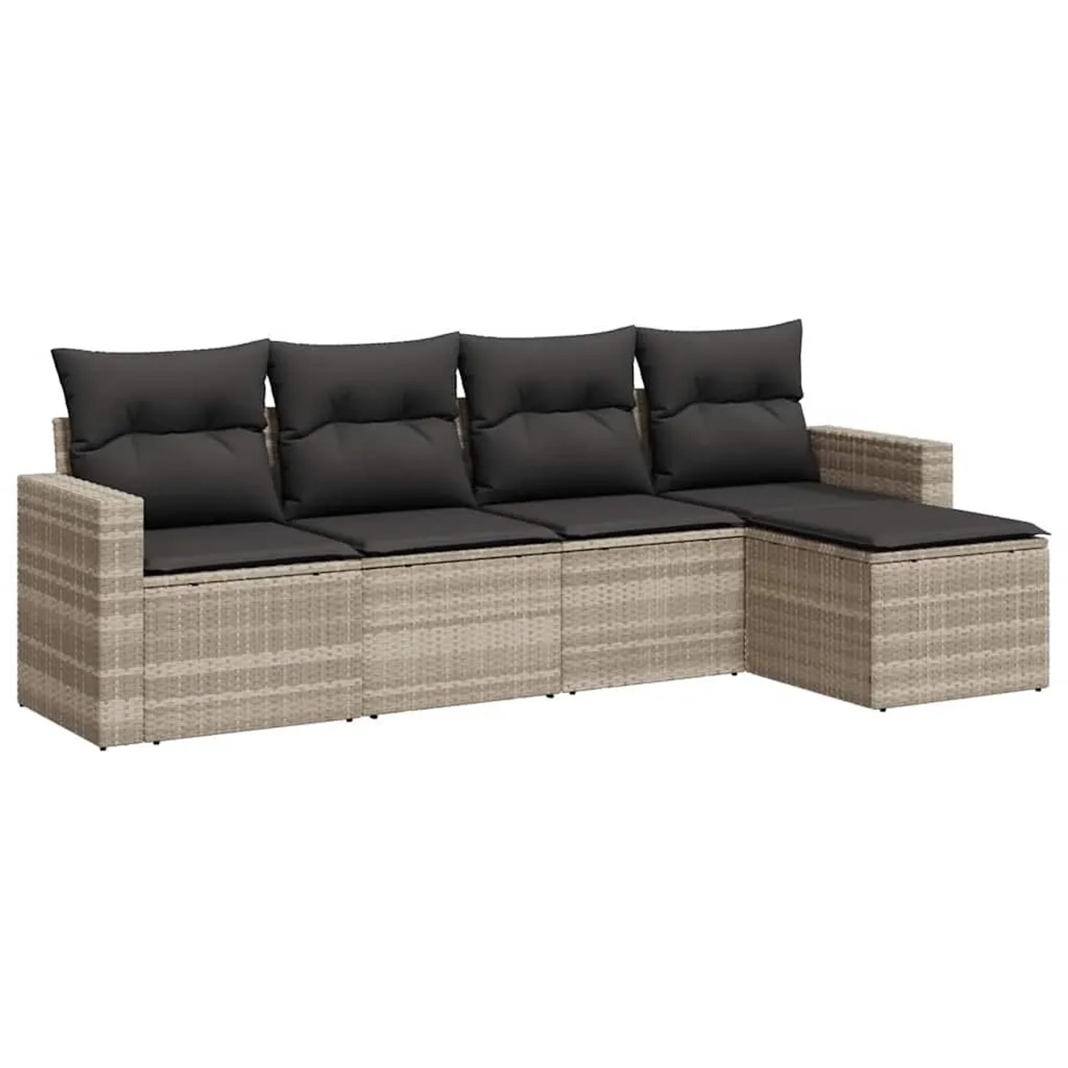 vidaXL 5-Tlg Garten-Sofagarnitur mit Kissen Hellgrau Poly Rattan 3251229