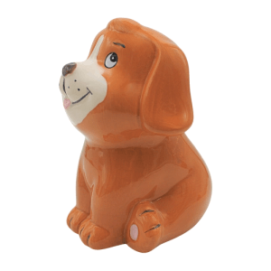 Dekohelden24 Sparfigur Spartier Spardose Sparbüchse Dekohund mit Sparfunktion aus Keramik in Braun L/B/H 12 x 12 x 17 cm