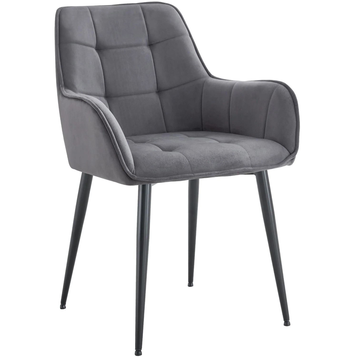 DELUKE Esszimmerstuhl BOKEL Samt Dunkelgrau 58x62x86cm Essstühle Esszimmerstühle Küchenstühle Wohnzimmerstühle