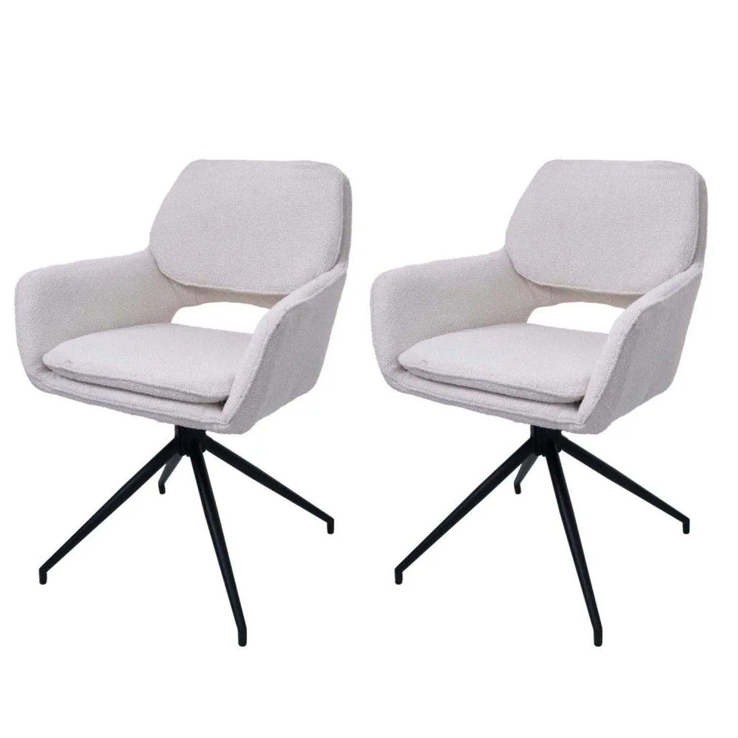 MCW Esszimmerstuhl N74 2er-Set Stoff Boucle 540g/m² Creme