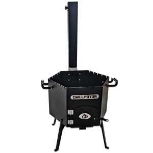 Grillpeter Utschak Dauren Feuerofen mit Abzugsrohr, multifunktional für Kazan, Schaschlik & Grillgemüse.