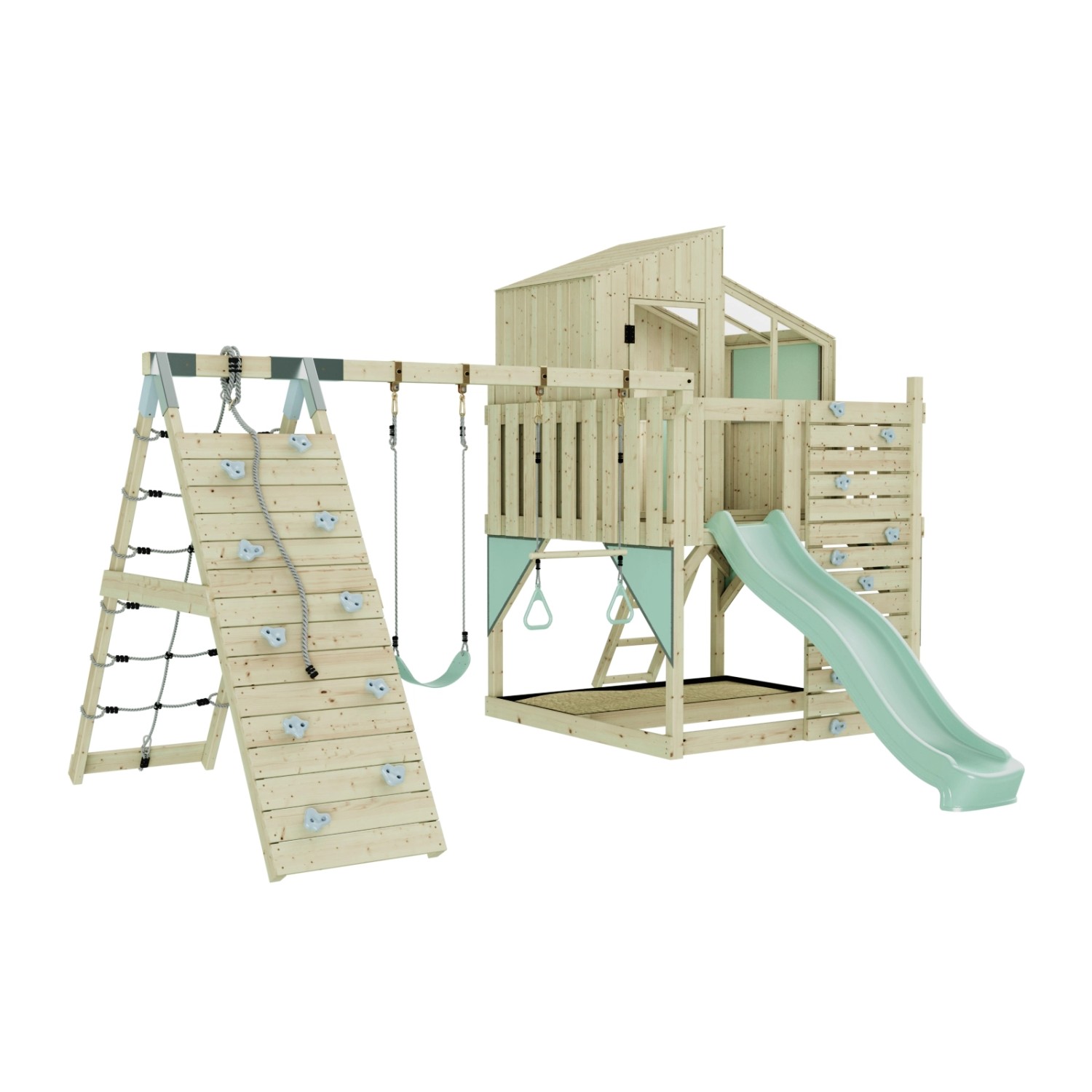 OutdoorToys Spielturm Finn mit Trapezstange Mintgrün