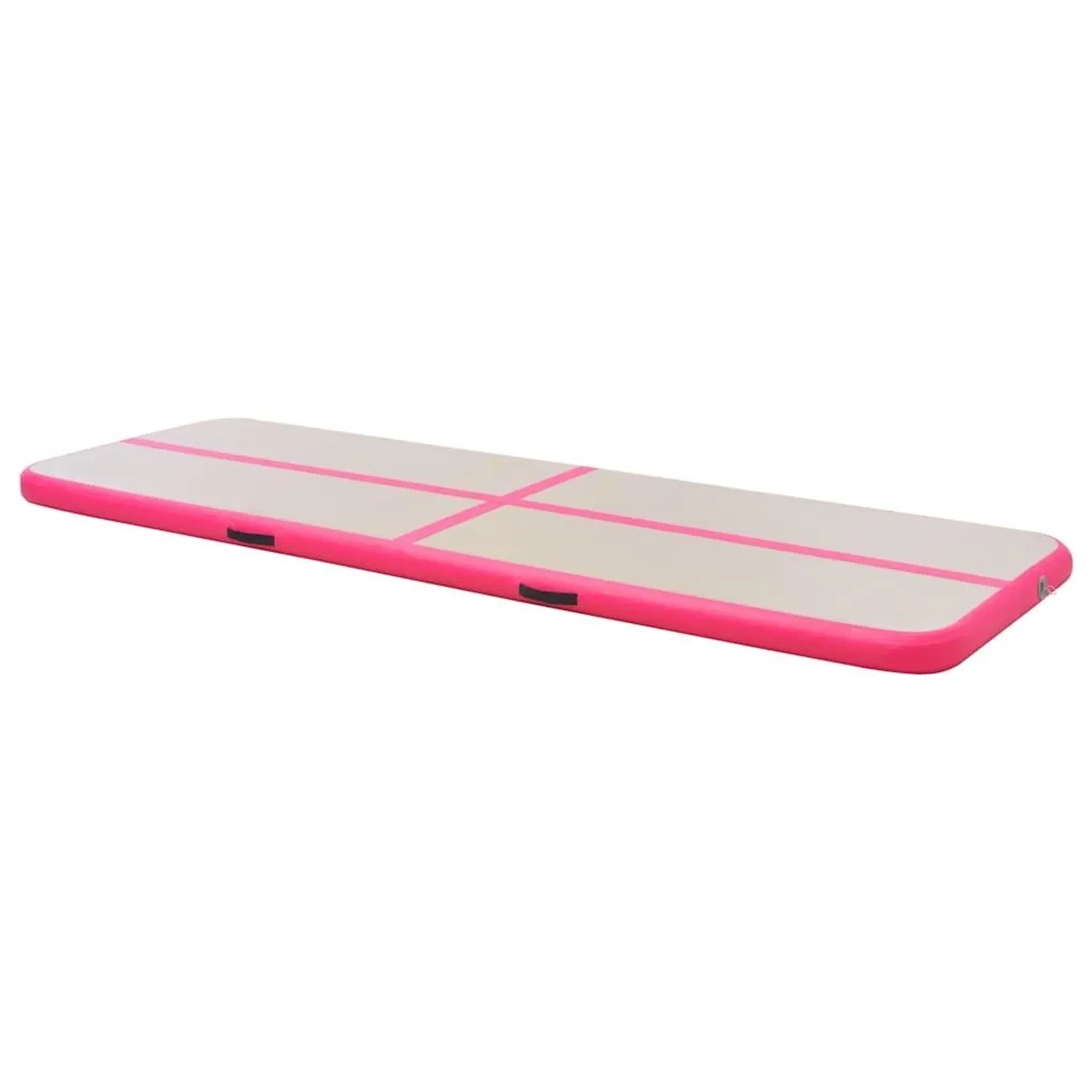 Aufblasbare Gymnastikmatte aus PVC, rosa-grau, 400x100x10 cm. Für Sport & Fitnessgeräte.