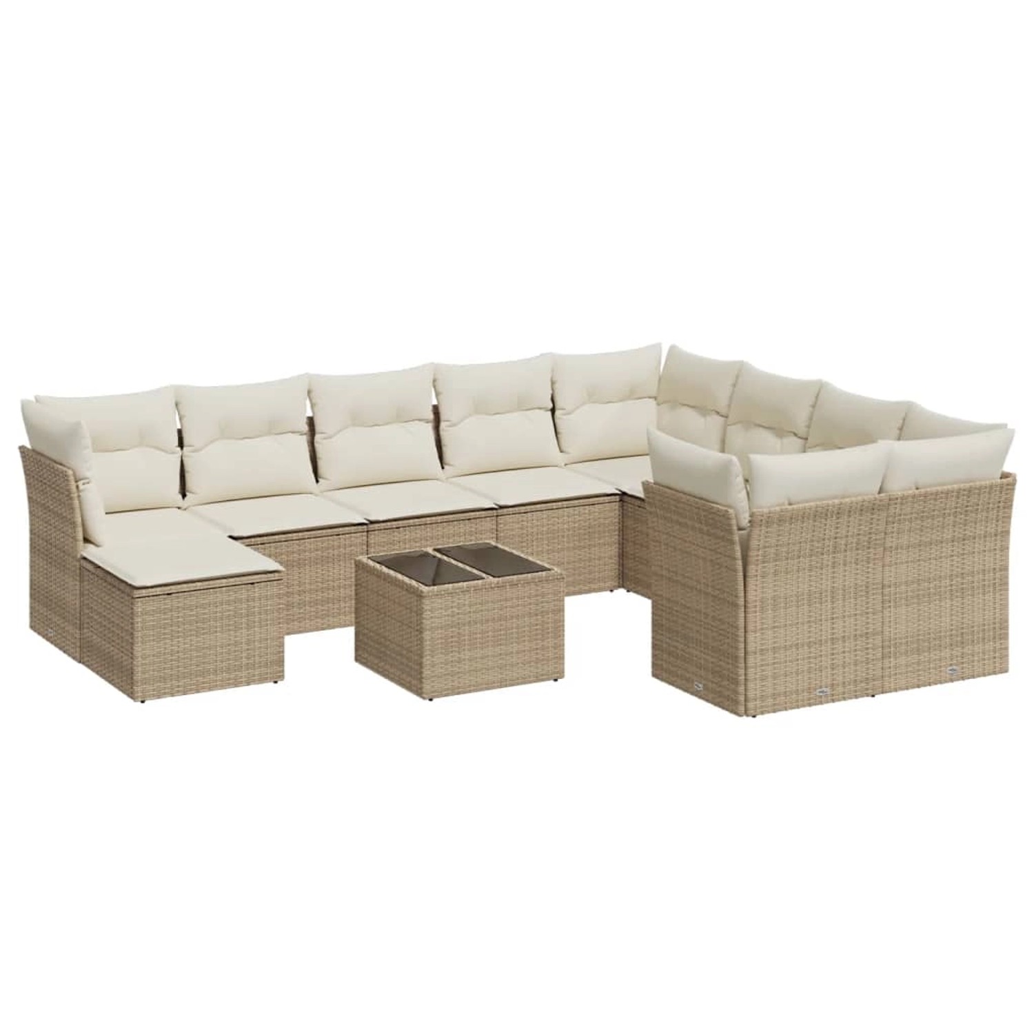 vidaXL 11-Tlg Garten-Sofagarnitur mit Kissen Beige Poly Rattan 3218598 günstig online kaufen