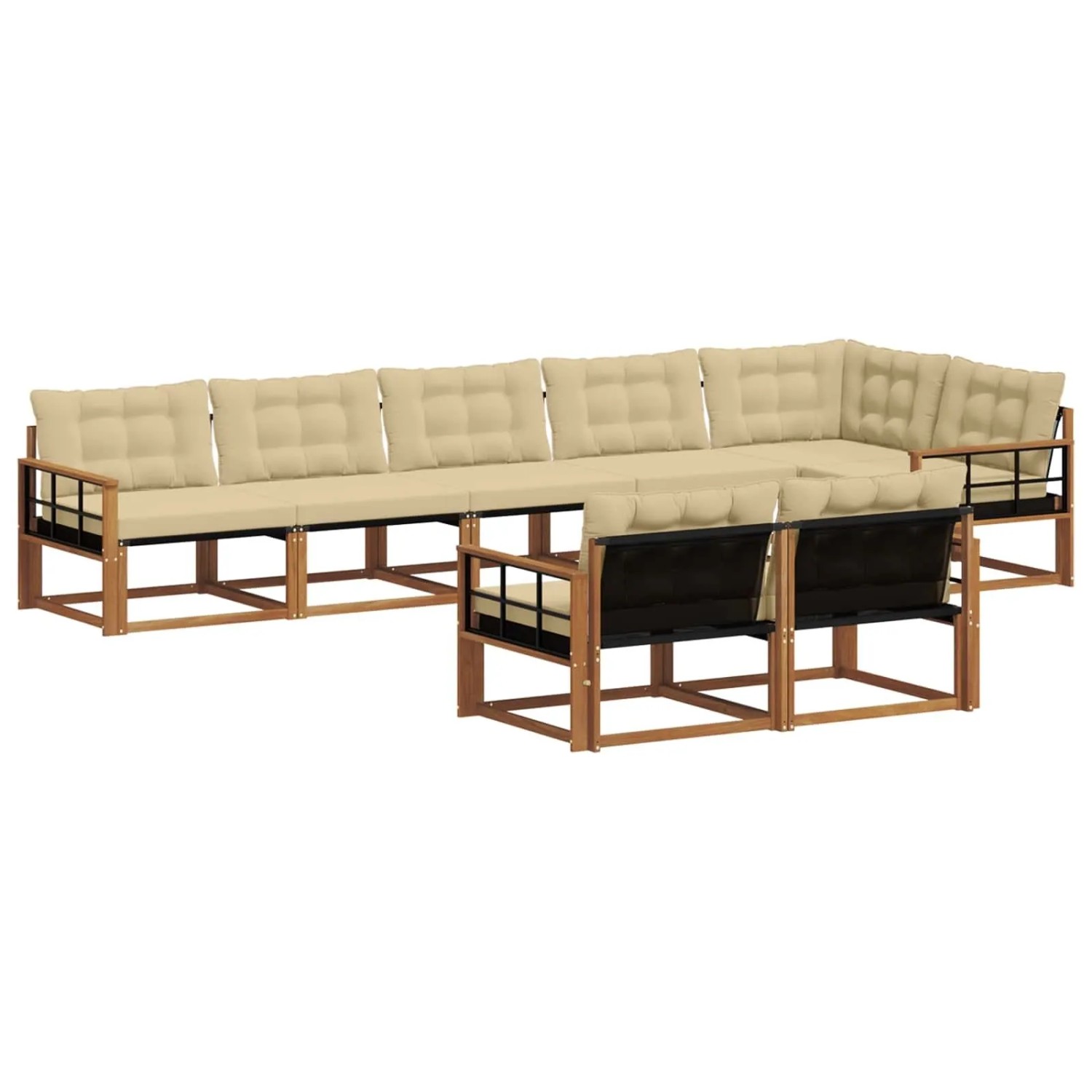 vidaXL Outdoor-Sofagarnitur mit Kissen 8-Tlg Natur und Beige 3369584
