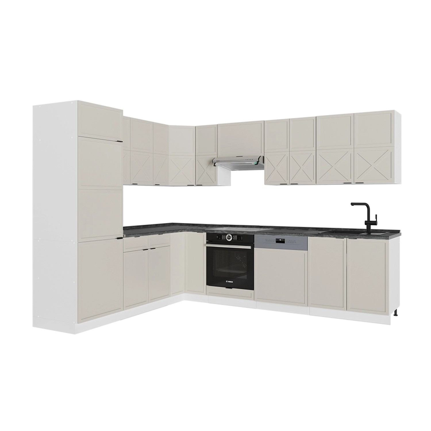 Vicco Fame-Line Eckküche GrauBeige/Weiß 227 x 287 cm AP Anthrazit günstig online kaufen